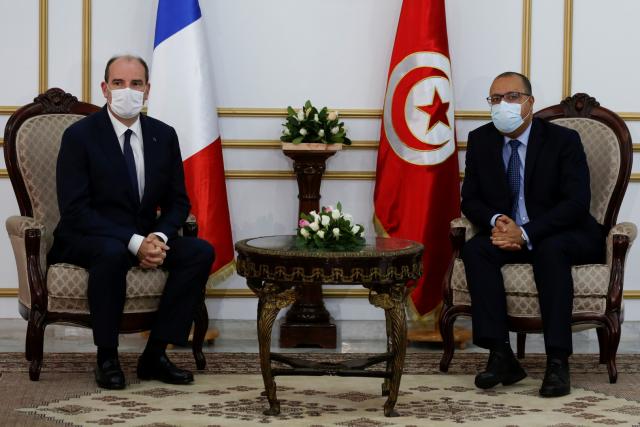 رئيس الوزراء الفرنسي جان كاستكس ونظيره التونسي هشام المشيشي