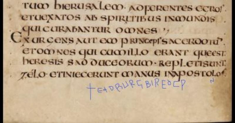 الكشف عن نص مخفى ونقوش محفورة في كتاب دينى من القرن الثامن ببريطانيا