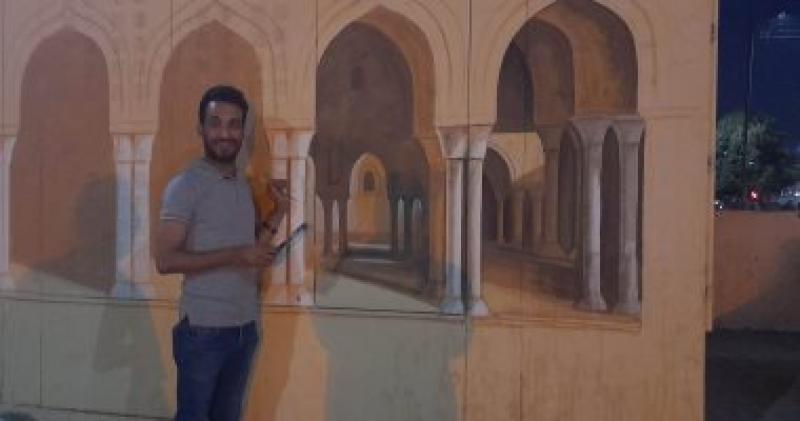 رسم مسجد سيدي عبد الرحيم القنائي على كشك كهرباء