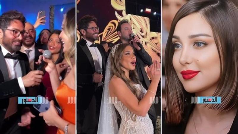 بسمة بوسيل وتامر حسني من حفل زفاف هالة عمر